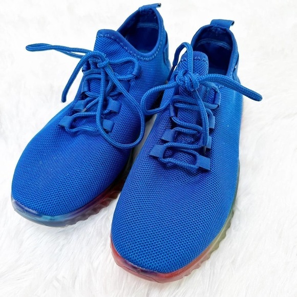 TAXI Affinity Blue Rainbow Sole Sneakers, Slip on, LACED Lauryn 7.5 - Picture 1 of 7